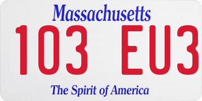 MA license plate 103EU3