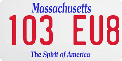 MA license plate 103EU8