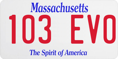 MA license plate 103EV0