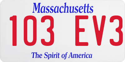 MA license plate 103EV3