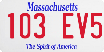 MA license plate 103EV5