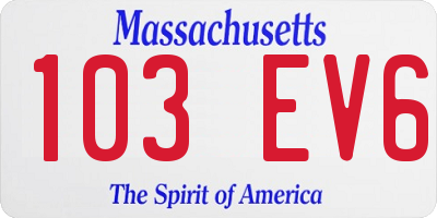 MA license plate 103EV6