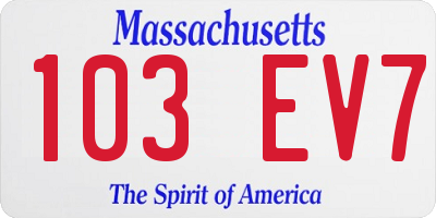 MA license plate 103EV7