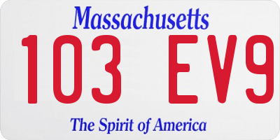MA license plate 103EV9