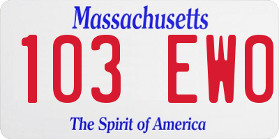 MA license plate 103EW0