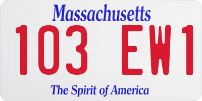 MA license plate 103EW1