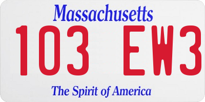 MA license plate 103EW3