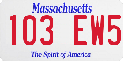 MA license plate 103EW5