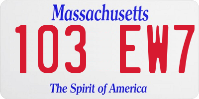 MA license plate 103EW7