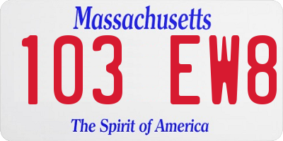 MA license plate 103EW8