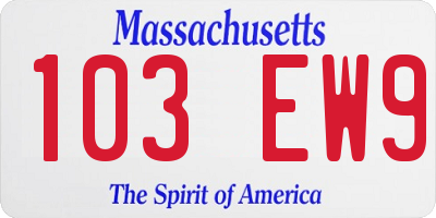 MA license plate 103EW9