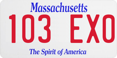 MA license plate 103EX0