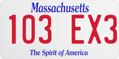 MA license plate 103EX3