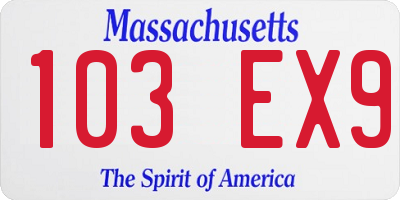 MA license plate 103EX9