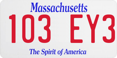 MA license plate 103EY3