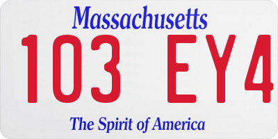 MA license plate 103EY4