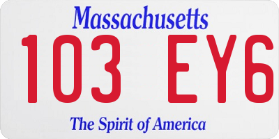 MA license plate 103EY6