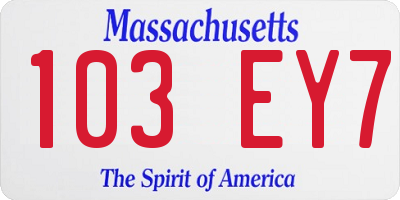 MA license plate 103EY7