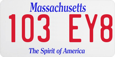 MA license plate 103EY8