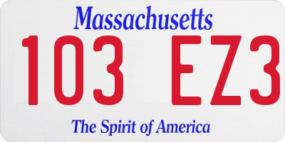 MA license plate 103EZ3