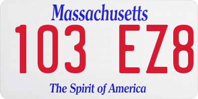 MA license plate 103EZ8
