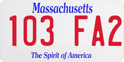 MA license plate 103FA2