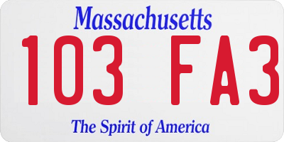 MA license plate 103FA3