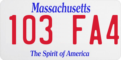 MA license plate 103FA4
