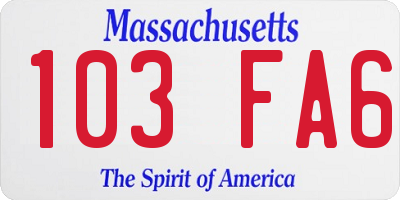 MA license plate 103FA6