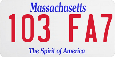 MA license plate 103FA7