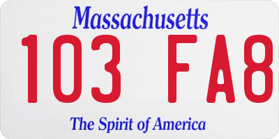 MA license plate 103FA8