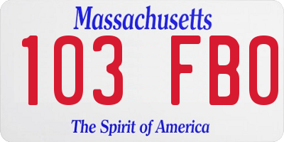 MA license plate 103FB0