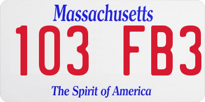 MA license plate 103FB3