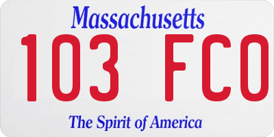 MA license plate 103FC0