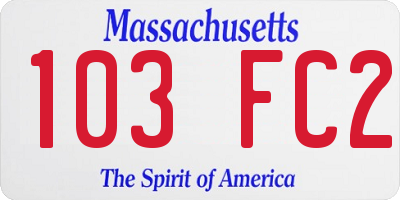 MA license plate 103FC2