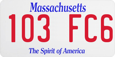 MA license plate 103FC6