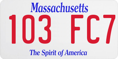 MA license plate 103FC7