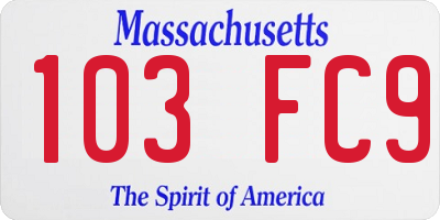 MA license plate 103FC9
