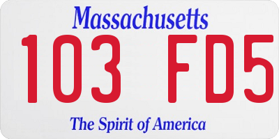 MA license plate 103FD5