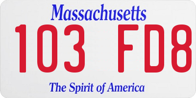 MA license plate 103FD8