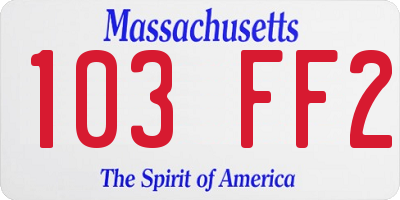 MA license plate 103FF2