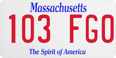 MA license plate 103FG0