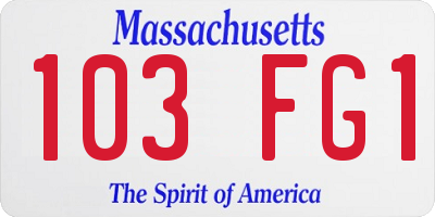 MA license plate 103FG1