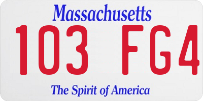 MA license plate 103FG4