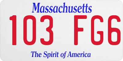 MA license plate 103FG6