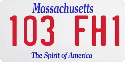 MA license plate 103FH1