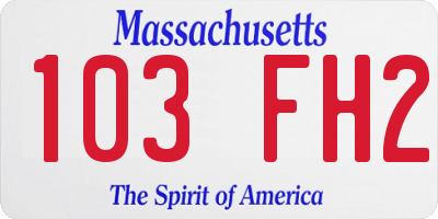 MA license plate 103FH2