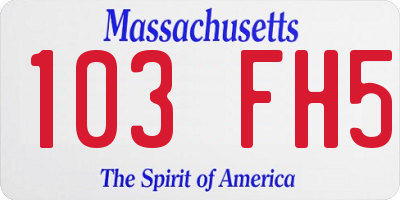 MA license plate 103FH5