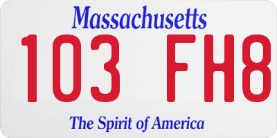 MA license plate 103FH8