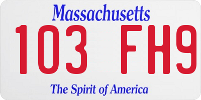 MA license plate 103FH9